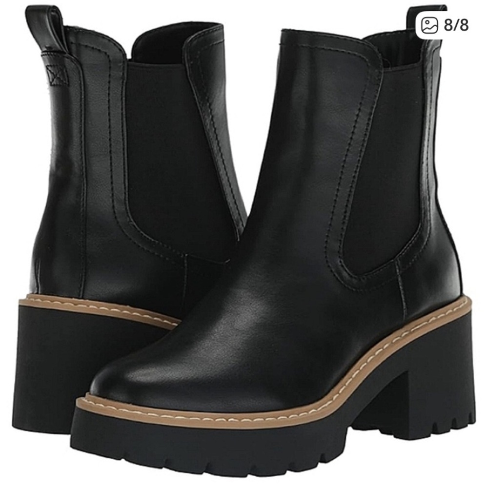 Dolce Vita Black Vegan Leather Platform pull on Boots Women’s size 6